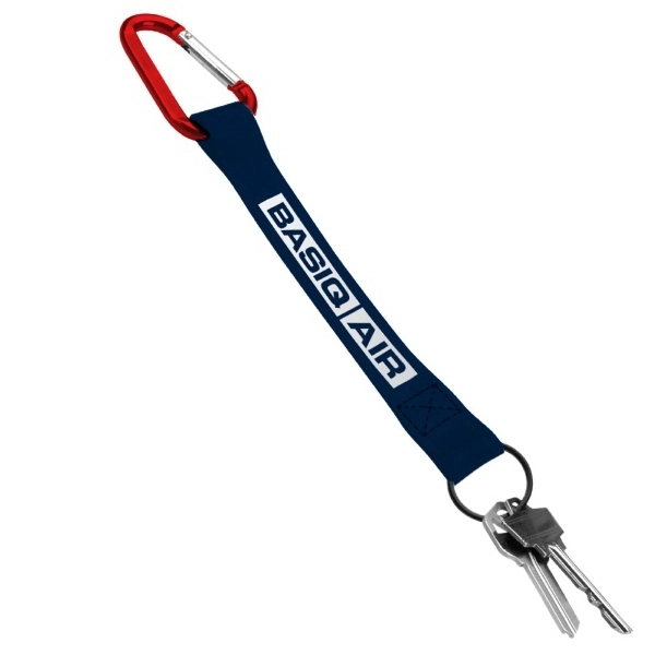 3/4" Sewn Polyester Keychain w/Metal Split Ring & Carabiner - 3/4" Sewn Polyester Keychain w/Metal Split Ring & Carabiner - Image 1 of 5