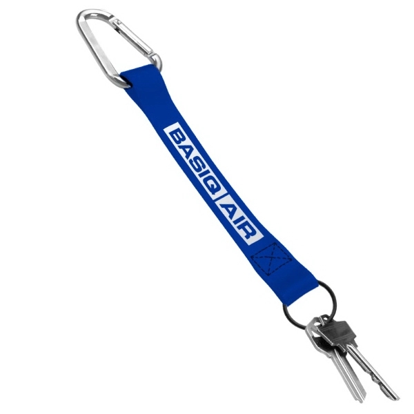 3/4" Sewn Polyester Keychain w/Metal Split Ring & Carabiner - 3/4" Sewn Polyester Keychain w/Metal Split Ring & Carabiner - Image 2 of 5