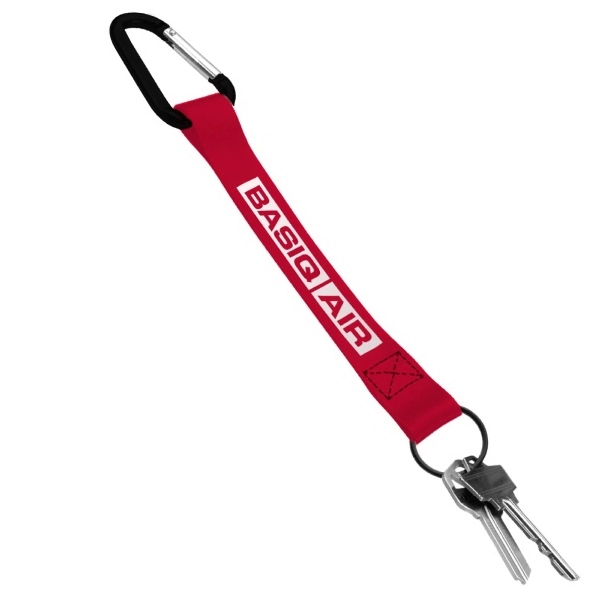 3/4" Sewn Polyester Keychain w/Metal Split Ring & Carabiner - 3/4" Sewn Polyester Keychain w/Metal Split Ring & Carabiner - Image 3 of 5