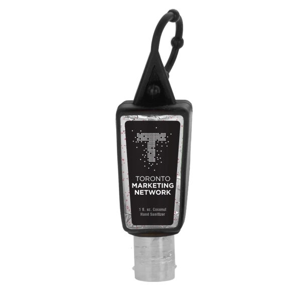 1oz Beaded Gel Sanitizer in Trapezoid Bottle-Silicone Sleeve