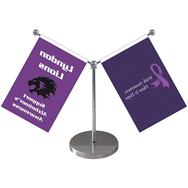 5.5-9" Metal Telescopic Flagpole w/ 2 Flags - 5.5-9" Metal Telescopic Flagpole w/ 2 Flags - Image 1 of 2