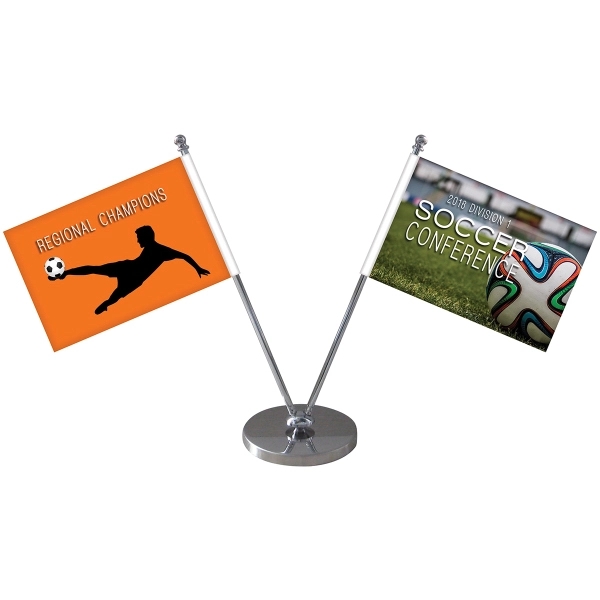 5.1-6.9" Metal Telescopic Flagpole w/ 2 Flags - 5.1-6.9" Metal Telescopic Flagpole w/ 2 Flags - Image 1 of 2