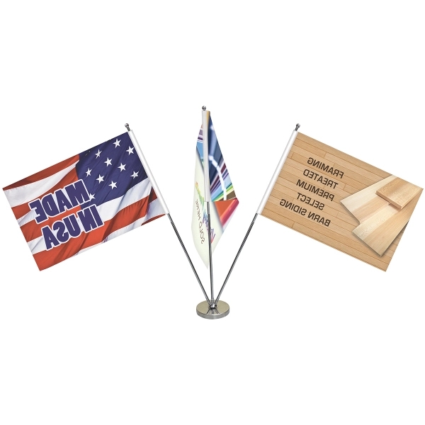 11.4-20" Metal Telescopic Flagpole w/ 3 Flags - 11.4-20" Metal Telescopic Flagpole w/ 3 Flags - Image 1 of 3