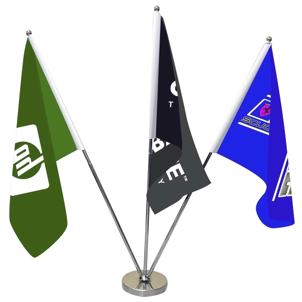 11.4-20" Metal Telescopic Flagpole w/ 3 Flags - 11.4-20" Metal Telescopic Flagpole w/ 3 Flags - Image 2 of 3