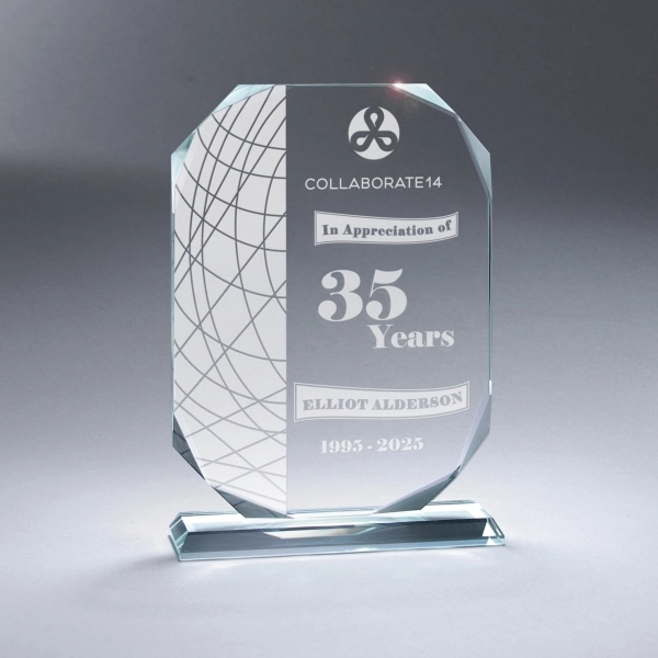 Beveled Crystal Plaque on Base (sml)