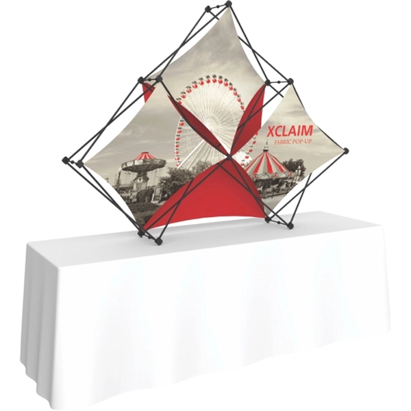 Xclaim 8ft Tabletop Quad Pyramid Fabric Popup Display Kit 02 - Xclaim 8ft Tabletop Quad Pyramid Fabric Popup Display Kit 02 - Image 0 of 3