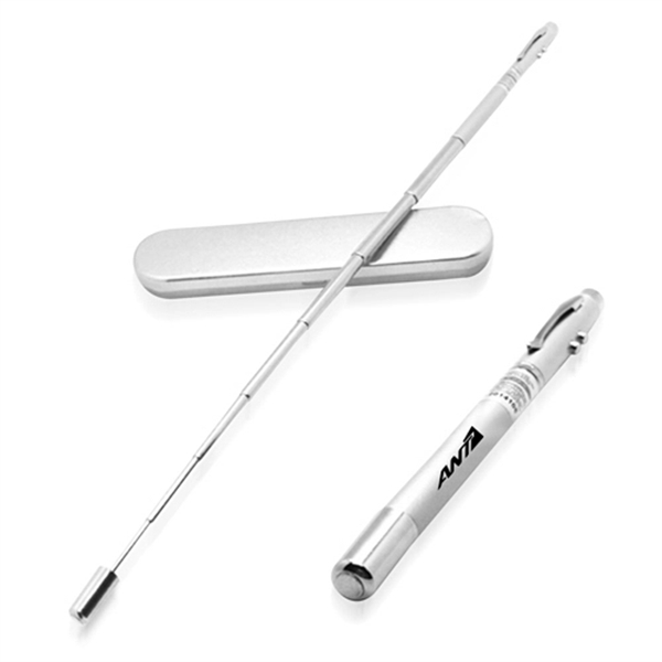 Retractable Laser Pointer Metal Pen LED Light In Steel Case - Retractable Laser Pointer Metal Pen LED Light In Steel Case - Image 1 of 3