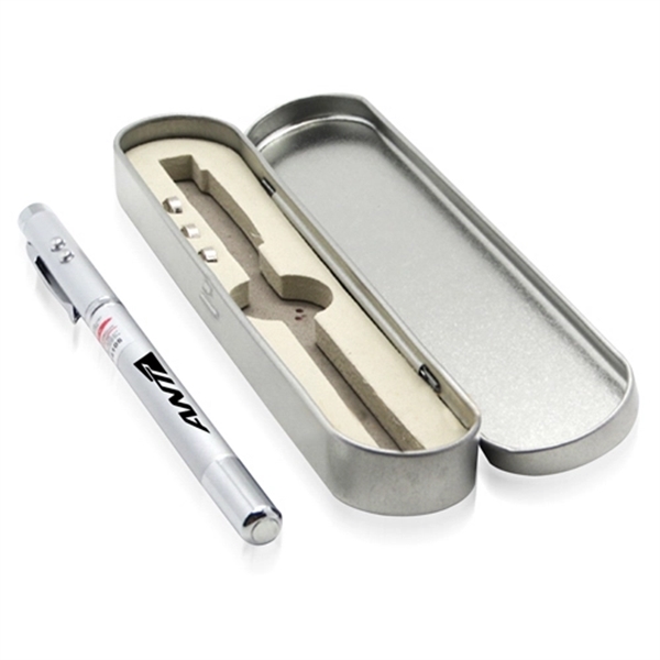 Retractable Laser Pointer Metal Pen LED Light In Steel Case - Retractable Laser Pointer Metal Pen LED Light In Steel Case - Image 3 of 3