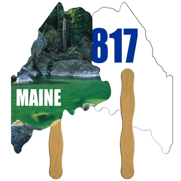 Digital Econo Style Maine State Auction Fan w/ Wooden Handle - Digital Econo Style Maine State Auction Fan w/ Wooden Handle - Image 0 of 0