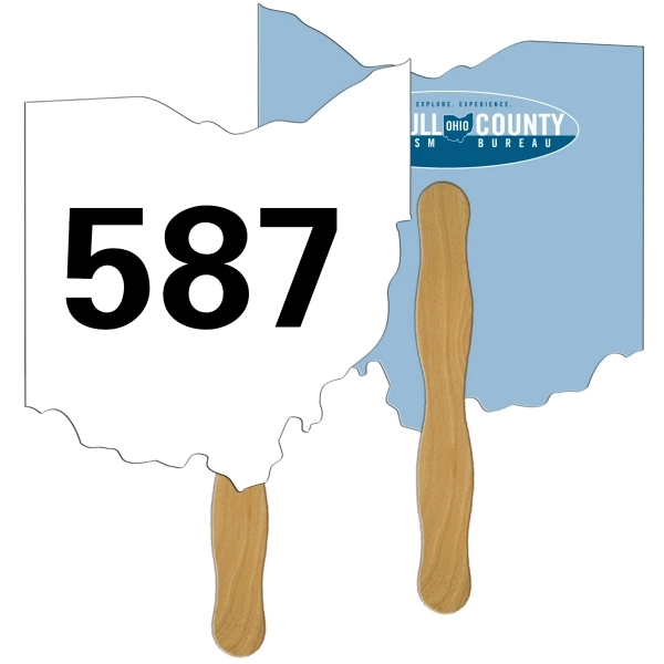 Digital Econo Style Ohio State Auction Fan w/ Wooden Handle Plum Grove