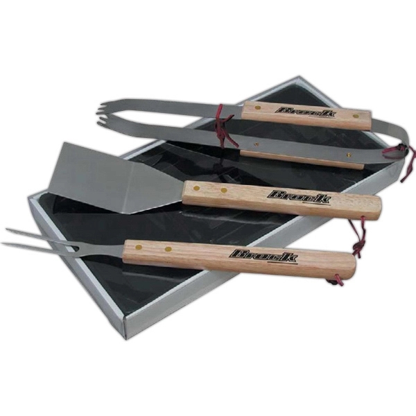 Wood Handle BBQ Set