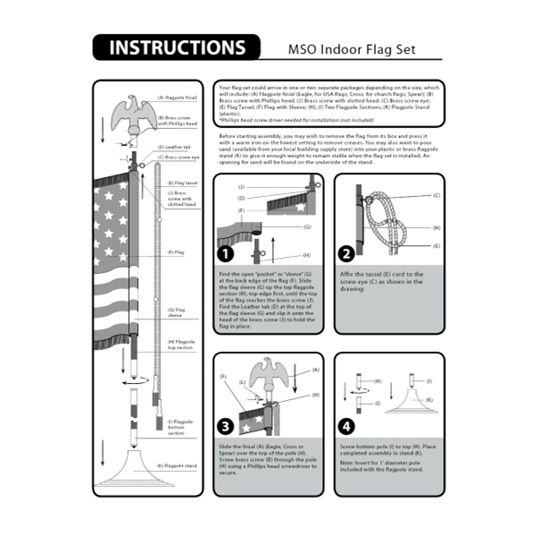 7' Pole & 3' x 5' Flag - Military Indoor Presentation Set - 7' Pole & 3' x 5' Flag - Military Indoor Presentation Set - Image 1 of 1