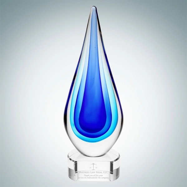 Art Glass Blue Teardrop Award