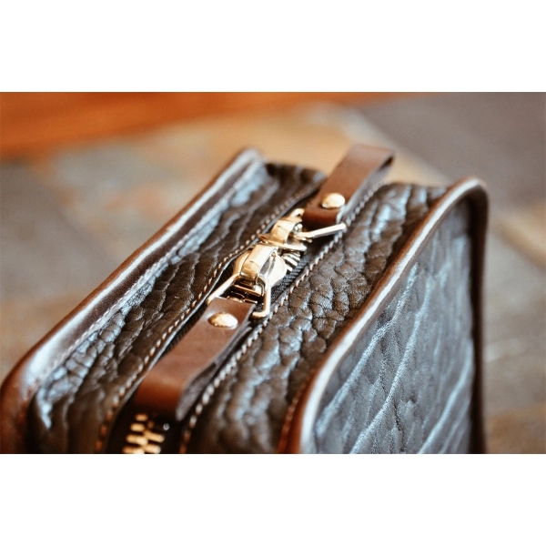 Handmade Buffalo Leather Carryall Tech Kit - Onyx Walnut - Handmade Buffalo Leather Carryall Tech Kit - Onyx Walnut - Image 2 of 9