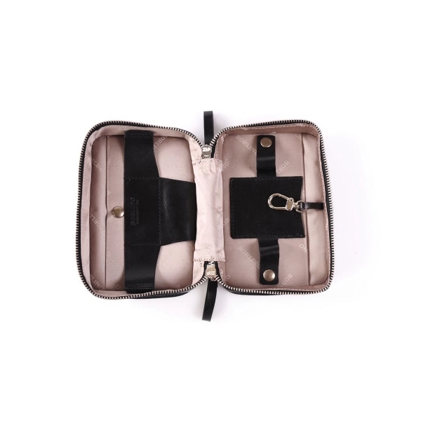 Handmade Calf Leather Carryall Tech Kit - Onyx - Handmade Calf Leather Carryall Tech Kit - Onyx - Image 2 of 10