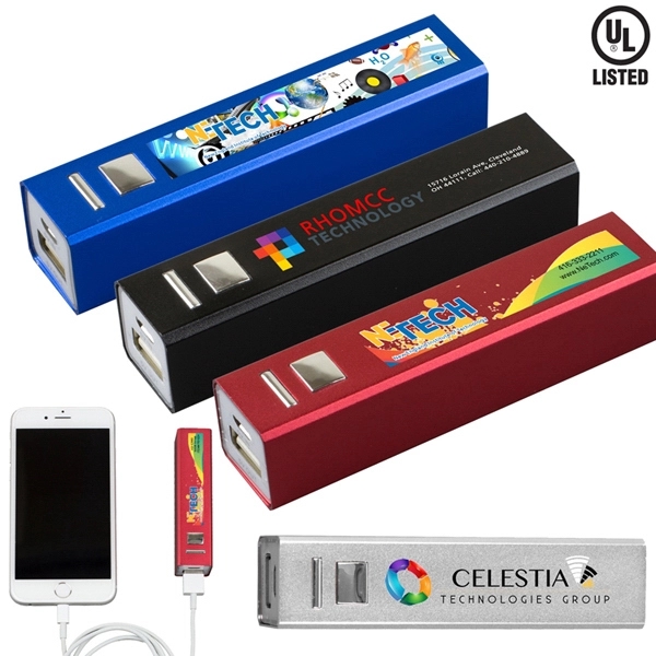 UL Listed Aluminium 2200 mAh Lithium Ion Portable Power Bank
