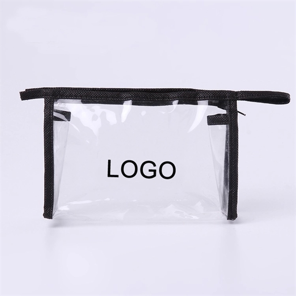 Vinyl Cosmetic Bag with Non-woven Edge - Vinyl Cosmetic Bag with Non-woven Edge - Image 0 of 3