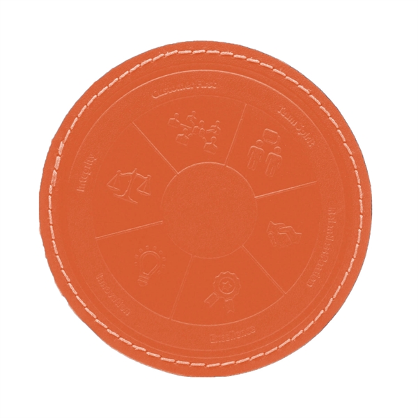 4" Premium Leather Round Coaster - 4" Premium Leather Round Coaster - Image 2 of 13