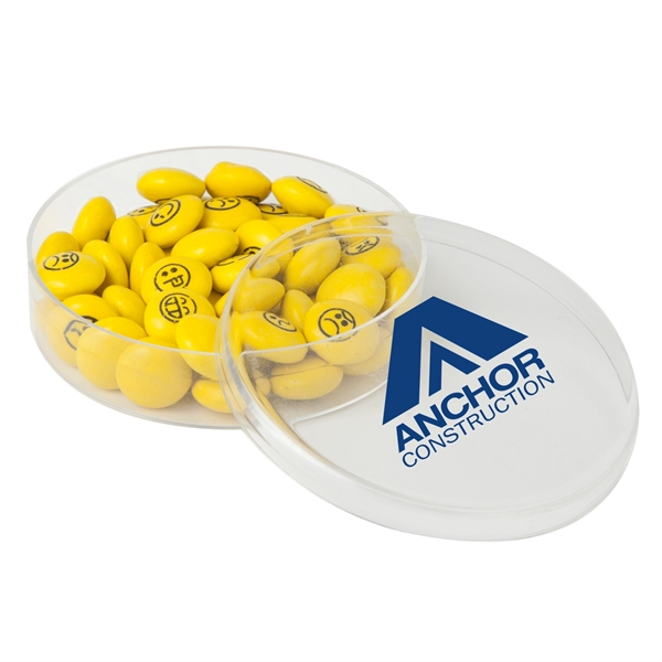 Small Round Acrylic Filled with Imprinted Chocolate Buttons