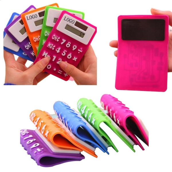 Flexible silicone solar powered calculator - Flexible silicone solar powered calculator - Image 0 of 0