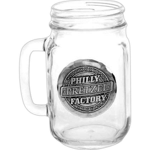 Mason Jar Mug with Metal Medallion - Mason Jar Mug with Metal Medallion - Image 1 of 1