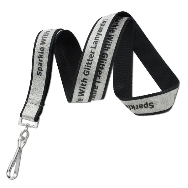 3/4" Glitter Tape Polyester Custom Silkscreen Lanyard - 3/4" Glitter Tape Polyester Custom Silkscreen Lanyard - Image 0 of 7