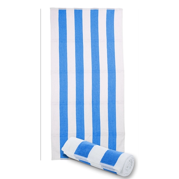 30x60 Terry Velour Cabana Stripe Beach Towels - 30x60 Terry Velour Cabana Stripe Beach Towels - Image 1 of 17
