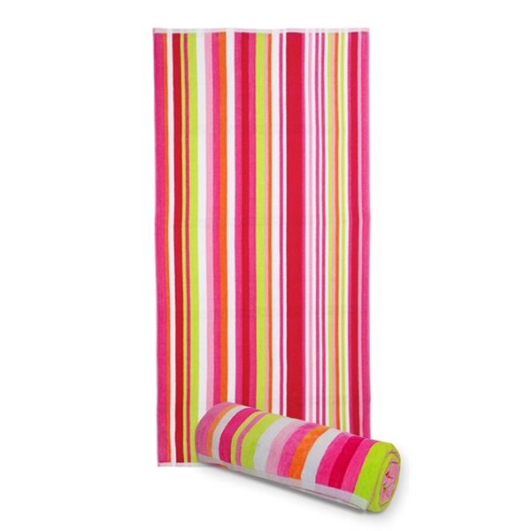 30x60 Terry Velour Cabana Stripe Beach Towels - 30x60 Terry Velour Cabana Stripe Beach Towels - Image 5 of 17