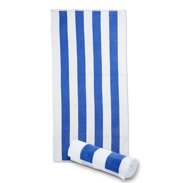 30x62 Royal B / White Terry Velour Cabana Stripe Beach Towel - 30x62 Royal B / White Terry Velour Cabana Stripe Beach Towel - Image 0 of 0