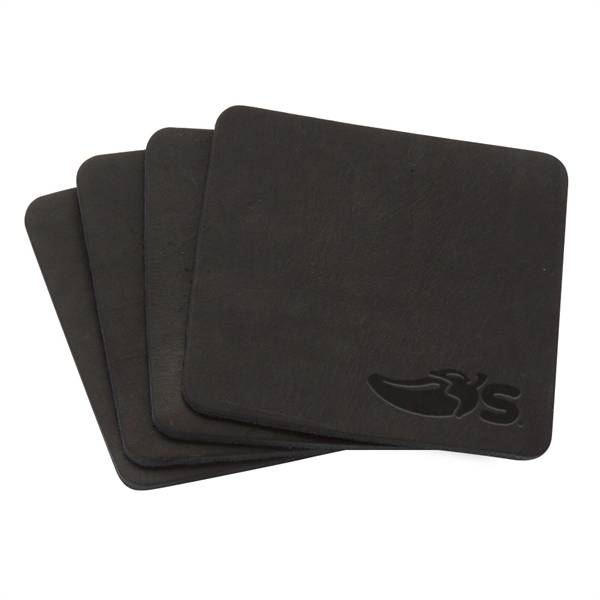 TANNER Set of 4 Leather Coasters - TANNER Set of 4 Leather Coasters - Image 1 of 4