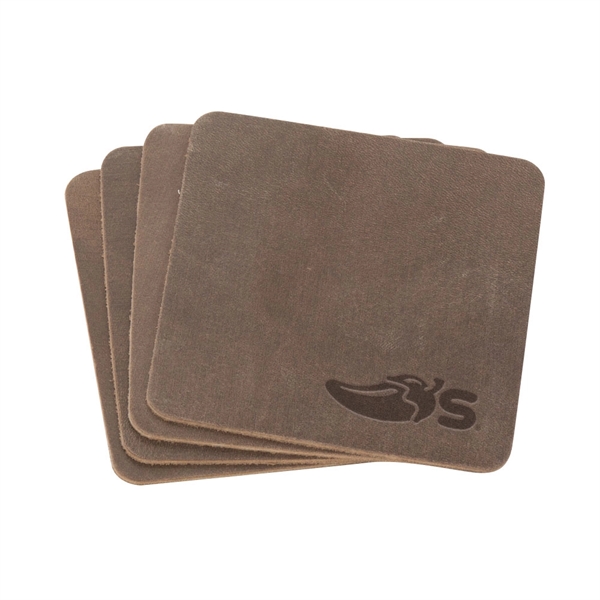 TANNER Set of 4 Leather Coasters - TANNER Set of 4 Leather Coasters - Image 2 of 4