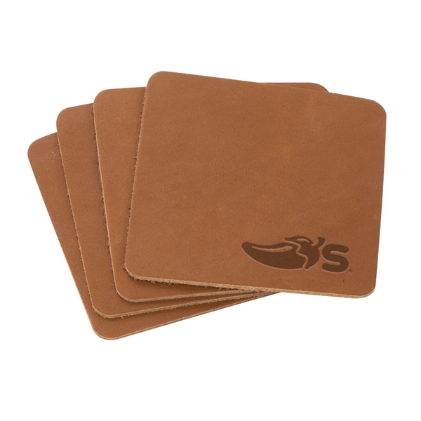 Custom TANNER Set of 4 Leather Coasters