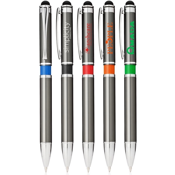 Stylus Metal Pen w/ Colored Middle Ring - Stylus Metal Pen w/ Colored Middle Ring - Image 0 of 10