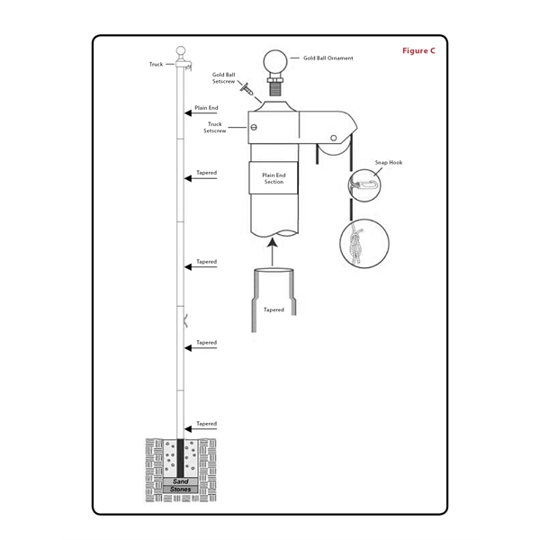 16' Aluminum Sectional Flagpole with Flag - 16' Aluminum Sectional Flagpole with Flag - Image 2 of 4