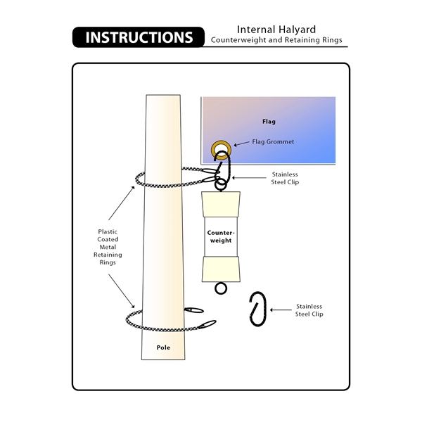 45' Architectural Pole w/ Internal Halyard - Satin Finish - 45' Architectural Pole w/ Internal Halyard - Satin Finish - Image 2 of 2