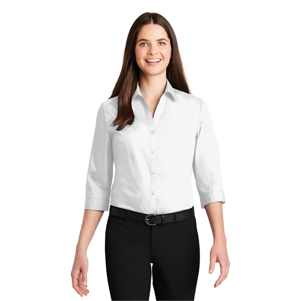 Port Authority Women's 3/4-Sleeve Carefree Poplin Shirt. - Port Authority Women's 3/4-Sleeve Carefree Poplin Shirt. - Image 1 of 48