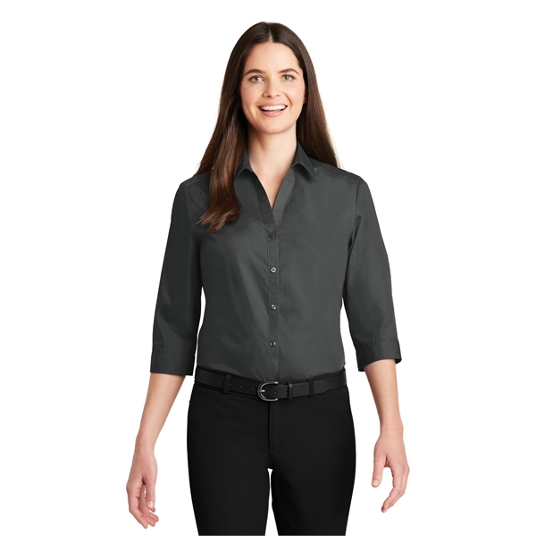 Port Authority Women's 3/4-Sleeve Carefree Poplin Shirt. - Port Authority Women's 3/4-Sleeve Carefree Poplin Shirt. - Image 3 of 48