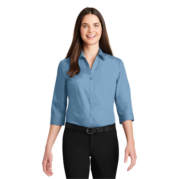 Port Authority Women's 3/4-Sleeve Carefree Poplin Shirt. - Port Authority Women's 3/4-Sleeve Carefree Poplin Shirt. - Image 4 of 48