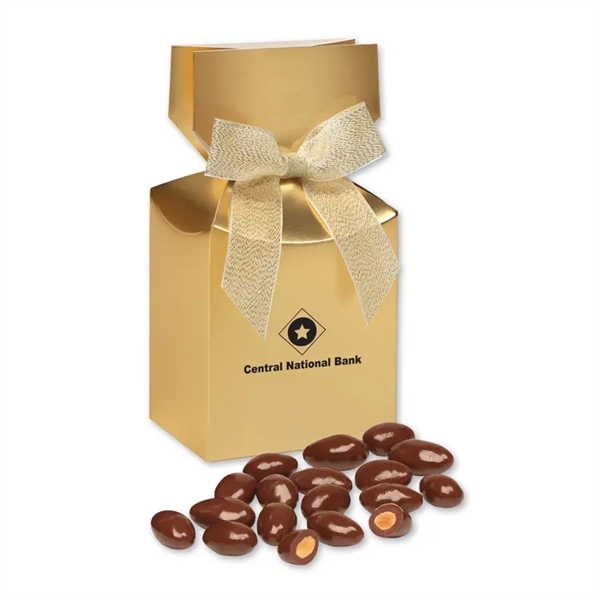 Chocolate Covered Almonds in Gold Premium Delights Gift Box Plum Grove