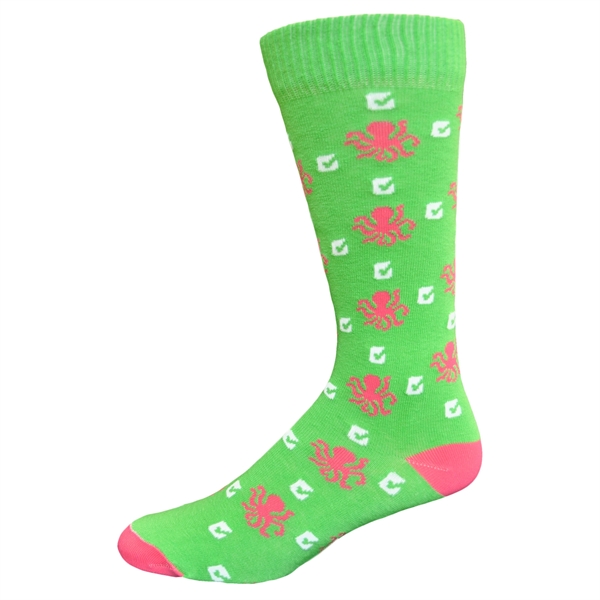 Flat Knit Cotton Crew Dress Socks with All Over Design - Flat Knit Cotton Crew Dress Socks with All Over Design - Image 3 of 3