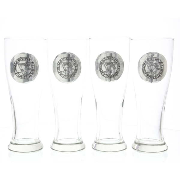 York Pilsner Glass with Metal Medallion - Set of 4 - York Pilsner Glass with Metal Medallion - Set of 4 - Image 1 of 8