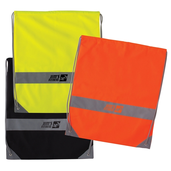 Reflective Drawstring Tote - Reflective Drawstring Tote - Image 0 of 3