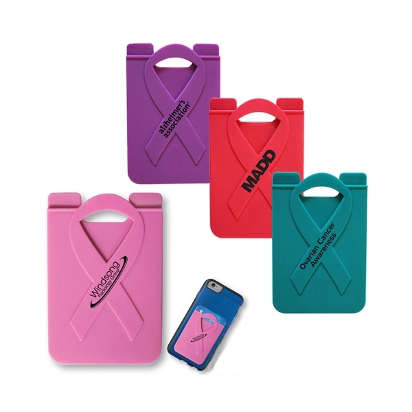 Ribbon Awareness Silicone Phone Wallet - Ribbon Awareness Silicone Phone Wallet - Image 0 of 4