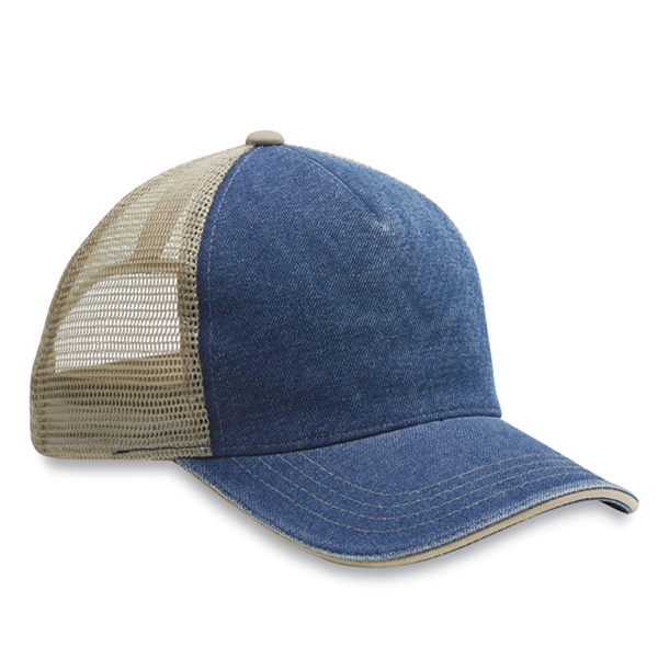 5 Panel Washed Twill Front  Soft Mesh Back Cap - 5 Panel Washed Twill Front  Soft Mesh Back Cap - Image 15 of 21