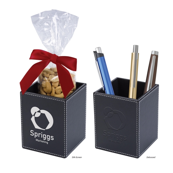 Custom Faux Leather Pen Cup Set