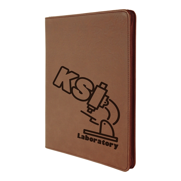 9 1/2" x 12" Leatherette Dark Brown Portfolio with Zipper - 9 1/2" x 12" Leatherette Dark Brown Portfolio with Zipper - Image 2 of 4