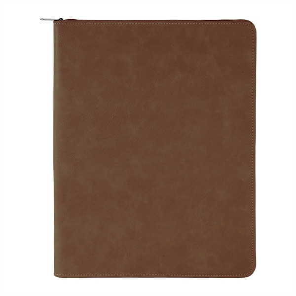 9 1/2" x 12" Leatherette Dark Brown Portfolio with Zipper - 9 1/2" x 12" Leatherette Dark Brown Portfolio with Zipper - Image 1 of 4
