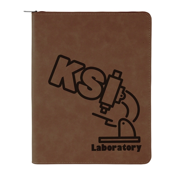 9 1/2" x 12" Leatherette Dark Brown Portfolio with Zipper - 9 1/2" x 12" Leatherette Dark Brown Portfolio with Zipper - Image 0 of 4