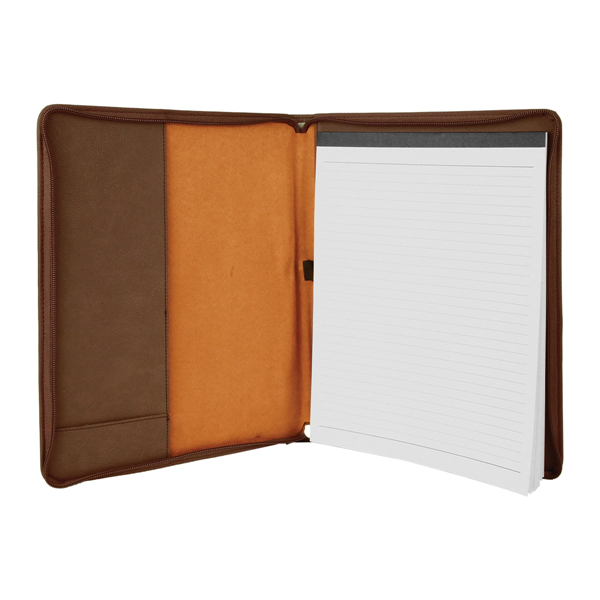 9 1/2" x 12" Leatherette Dark Brown Portfolio with Zipper - 9 1/2" x 12" Leatherette Dark Brown Portfolio with Zipper - Image 4 of 4