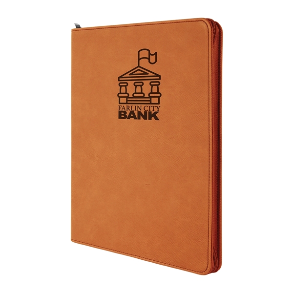 9 1/2" x 12" Leatherette Rawhide Portfolio with Zipper - 9 1/2" x 12" Leatherette Rawhide Portfolio with Zipper - Image 1 of 4